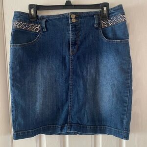 Style & Co. Dark Blue Denim Skirt with Studded Accents